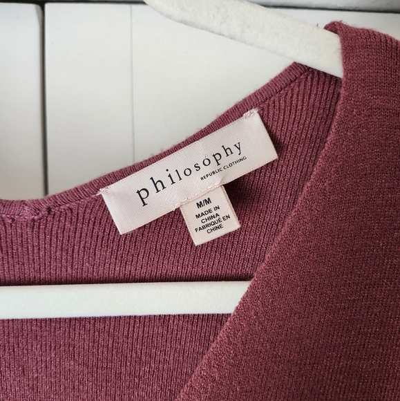 Philosophy V-Neck Sweater - Rose Pink - Picture 2 of 5